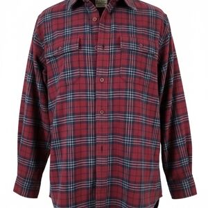 L.L. Bean Burgundy Plaid Men's Button-Down Shirt
